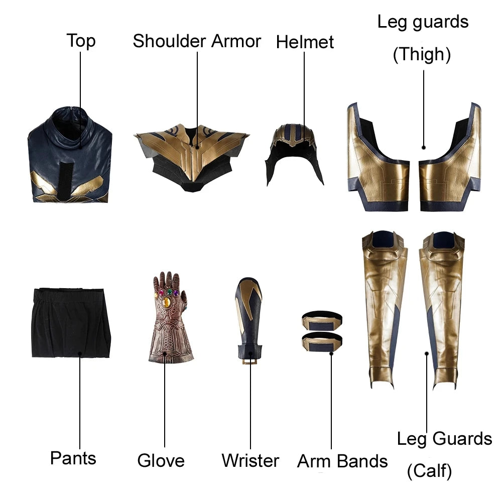 Thanos-kostuum - Endgame-pantser in marineblauw en goud, zonder laarzen