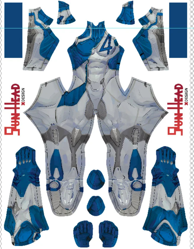 Fantastic Four-kostuum Mister Fantastic – blauw-grijs pak met pantserlook