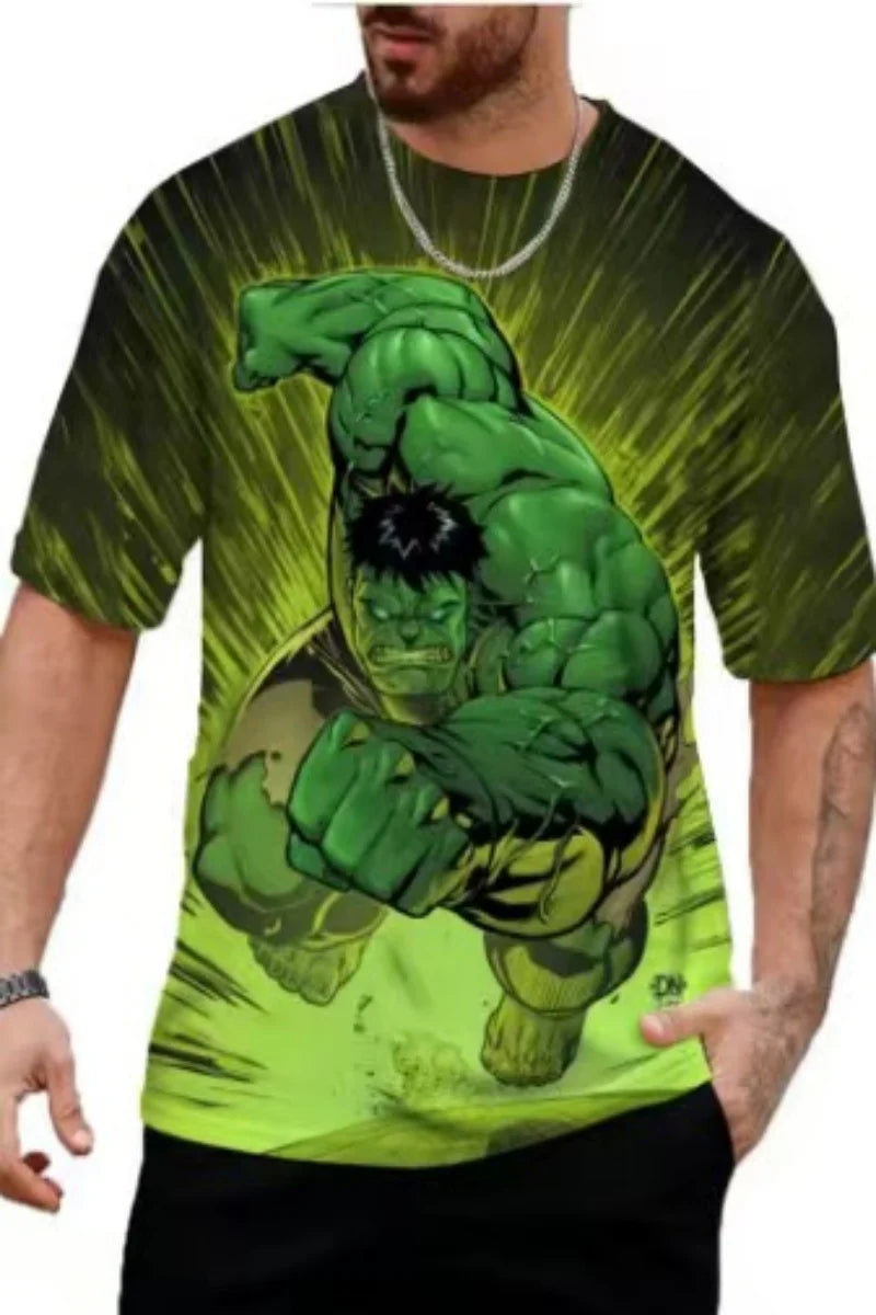 Heren 3D Hulk T-shirt - groene glanzende vuist