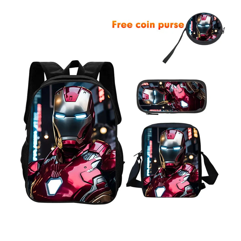 Avengers Iron Man-rugzakset, 3-delig - Buste, neonstadsachtergrond bij nacht