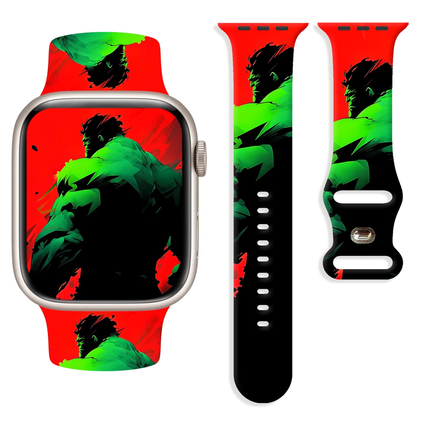 Apple Watch-armband Hulk - Artistiek rood-zwart silhouet