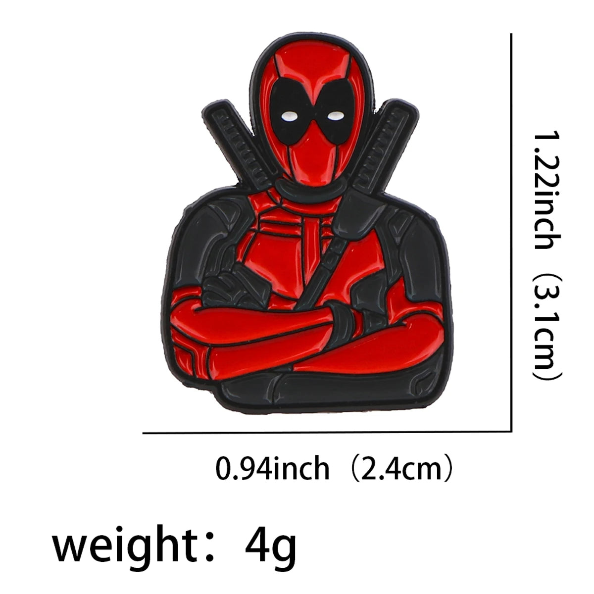 Deadpool-metalen badge met gekruiste armen - broche met katanas op de rug