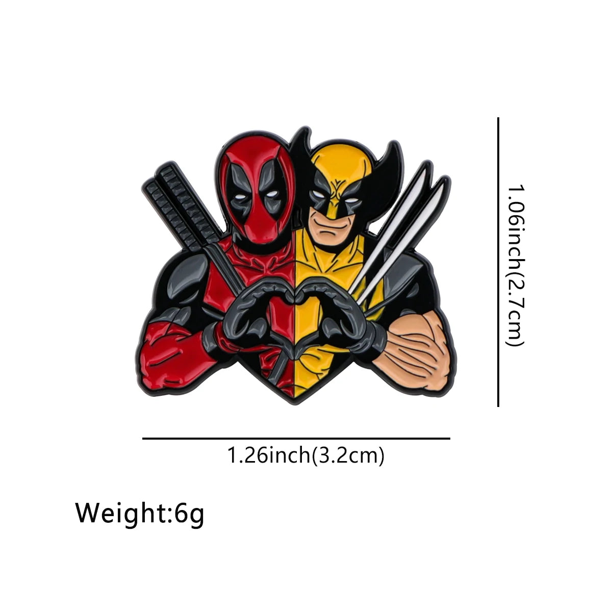 Deadpool & Wolverine-metalen badge - duo-hartbroche