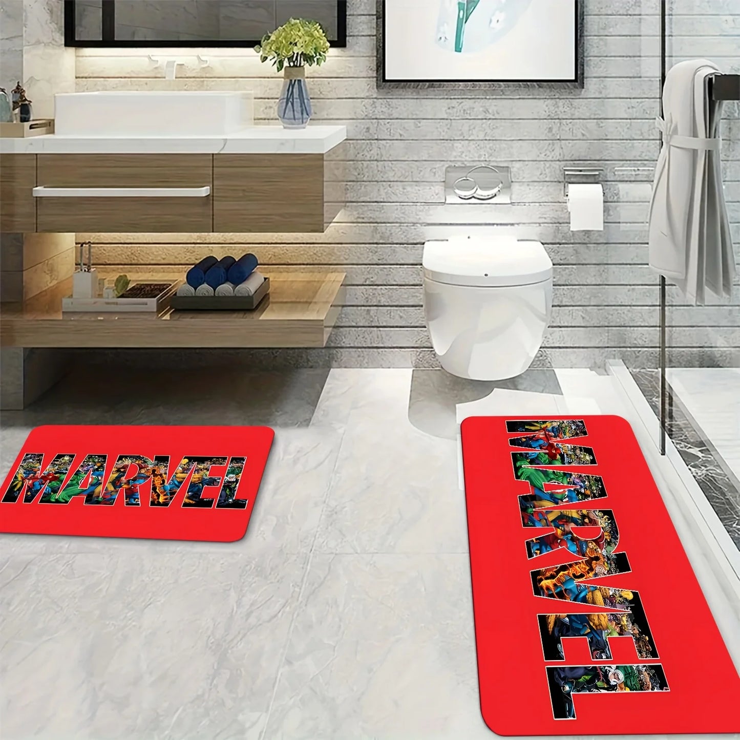 Badmat Avengers Captain America - Minimalistisch zwart schild