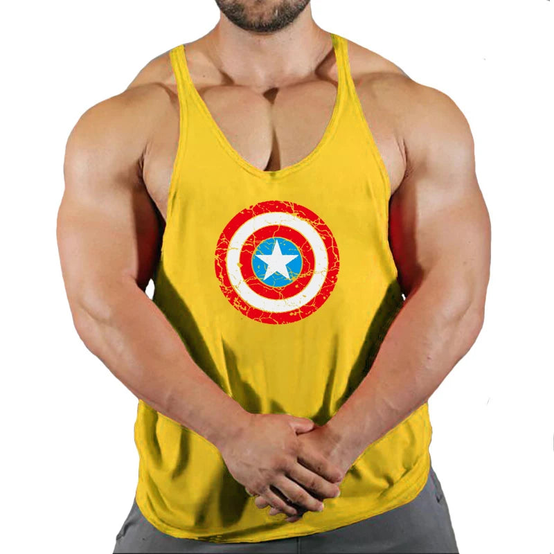 Captain America-fitnesssinglet voor heren - Rood schild