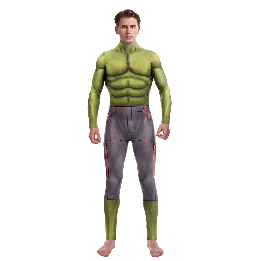 Hulk-kostuum - groen gespierd shirt en grijze broek
