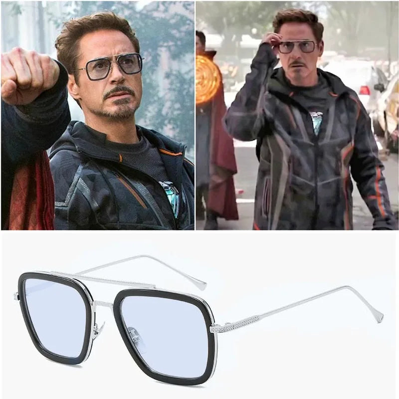 Avengers Iron Man-bril - Edith-stijl, zilverkleurig montuur met blauwe glazen