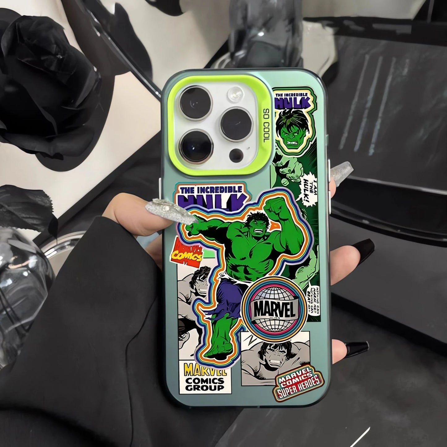 Hulk-telefoonhoesje – retro groen stripontwerp