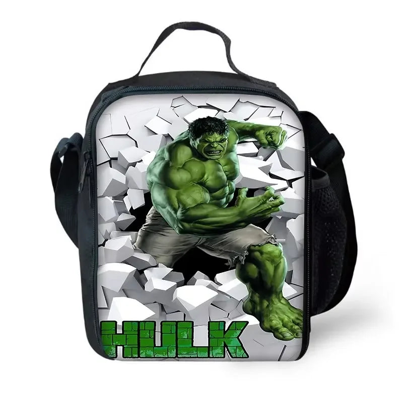 Hulk-lunchzak - volledig lichaam door een gebarsten witte muur heen brekend