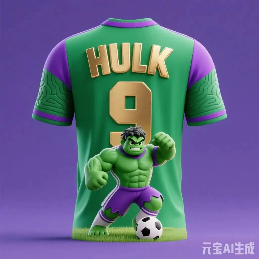 Avengers Hulk-voetbalshirt - paarse achtergrond met gestreepte sokken #9