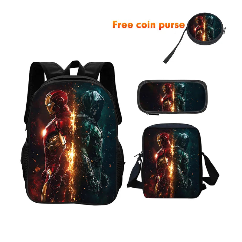 Avengers Iron Man-rugzakset, 3-delig - Silhouet van aangezicht tot aangezicht, donkere achtergrond