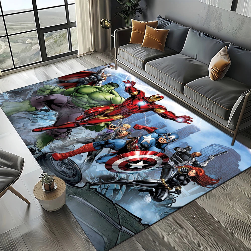 Avengers 3D-tapijt – ontwerp met blauw schildteam