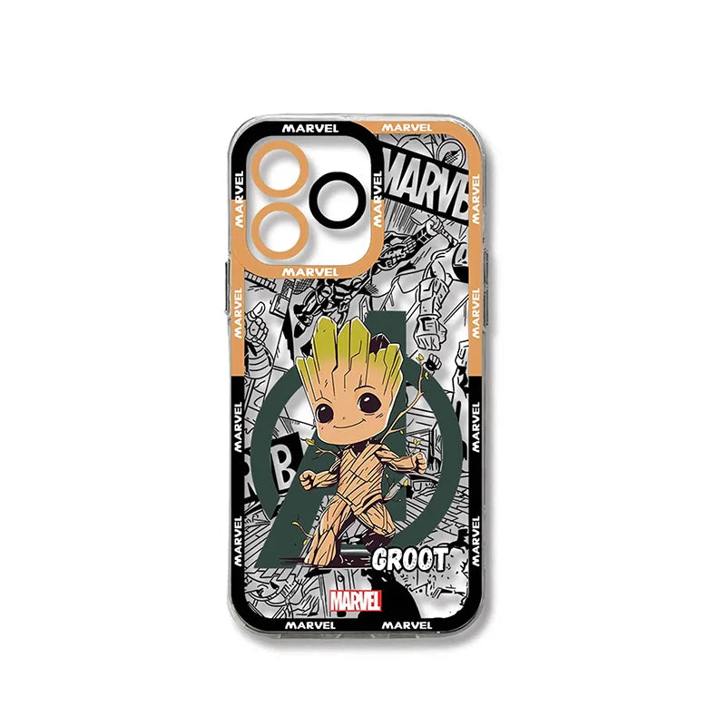 Oppo-hoesje Baby Groot - Marvel-chibi met groene stripachtergrond