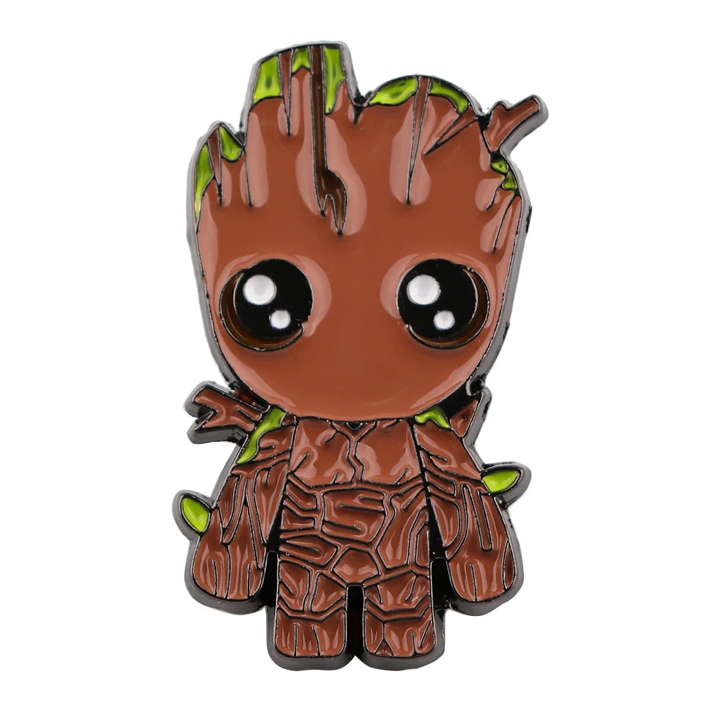 Baby Groot-metalen badge - chibi-broche met grote ogen