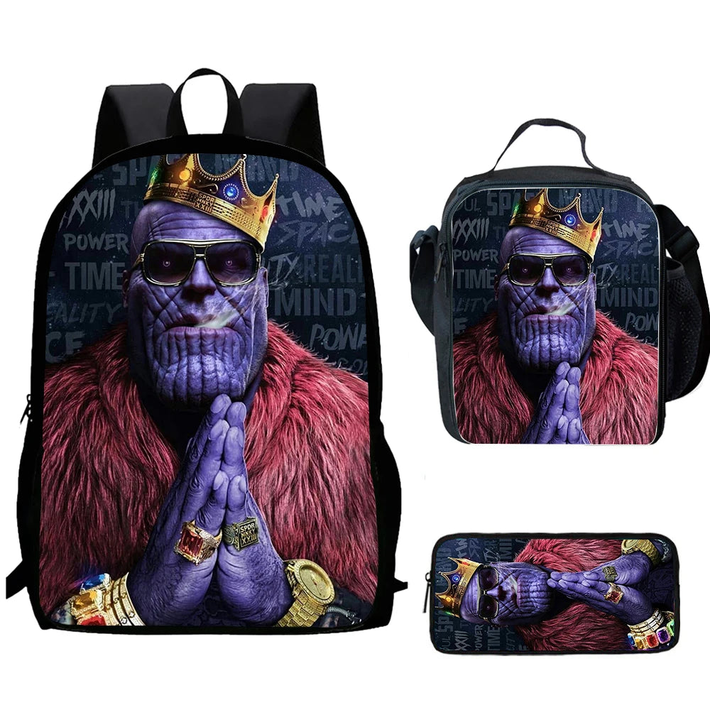 Thanos King-rugzak 3-delig - Kroon, bont en rapstijl, kinderpretset
