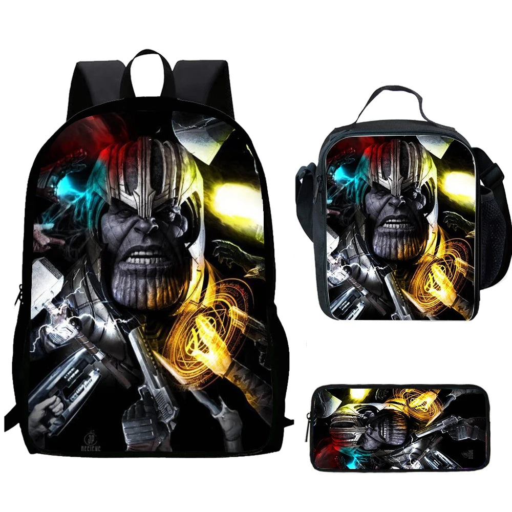 Thanos Dark-rugzak 3-delig - Portret met wapens, schoolset voor kinderen