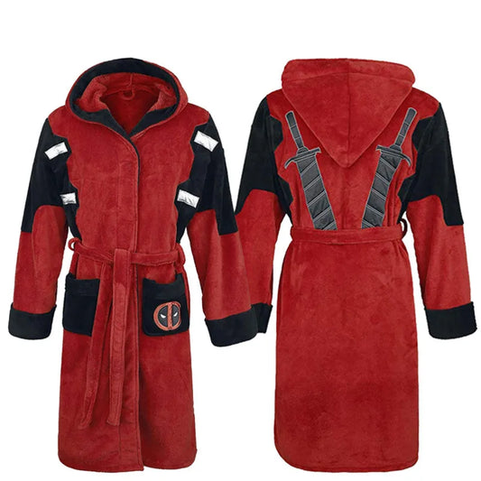 Deadpool-fleecebadjas - Cosplayjas met capuchon en katanazwaarden