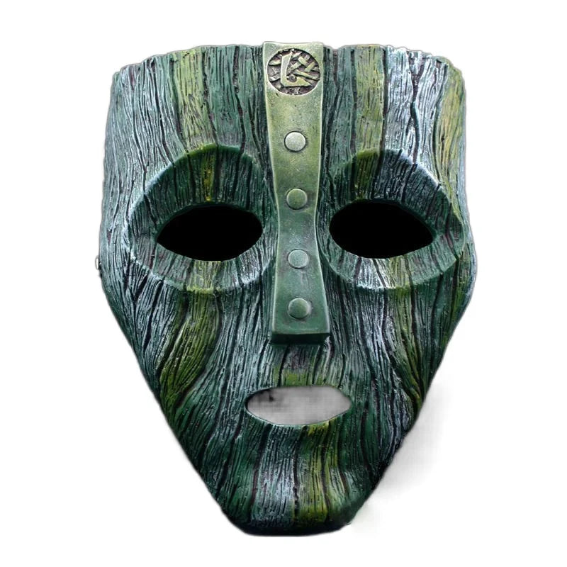 Groen houten Loki-masker - Replica van de film The Mask, cosplay van hars