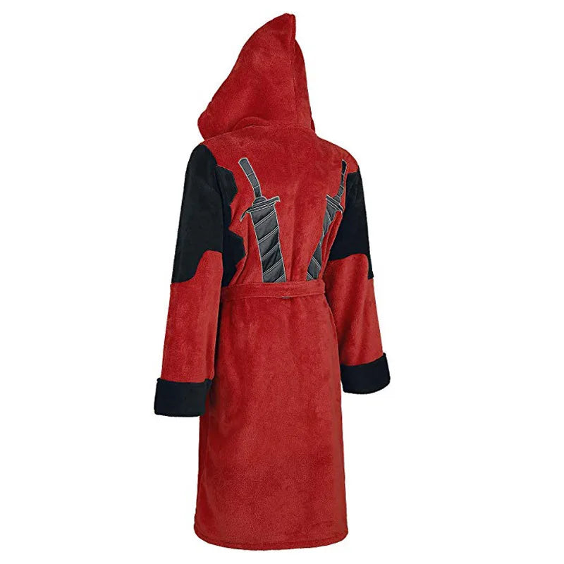 Deadpool-fleecebadjas - Cosplayjas met capuchon en katanazwaarden