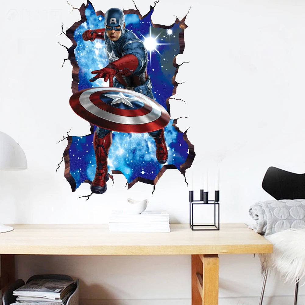 Avengers Captain America-muursticker - 3D-decoratie voor de kinderkamer
