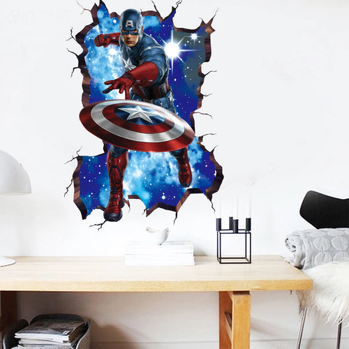 Avengers Captain America-muursticker - 3D-decoratie voor de kinderkamer