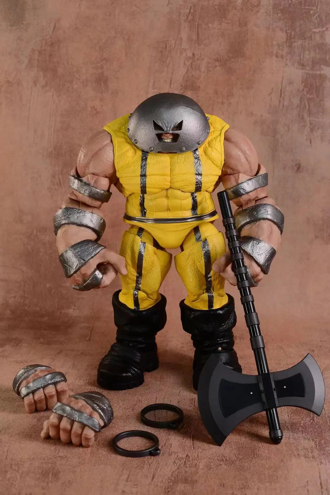 Wolverine Prison Weapon X-figuur - Geel pak, bijl en handboeien, 9 inch