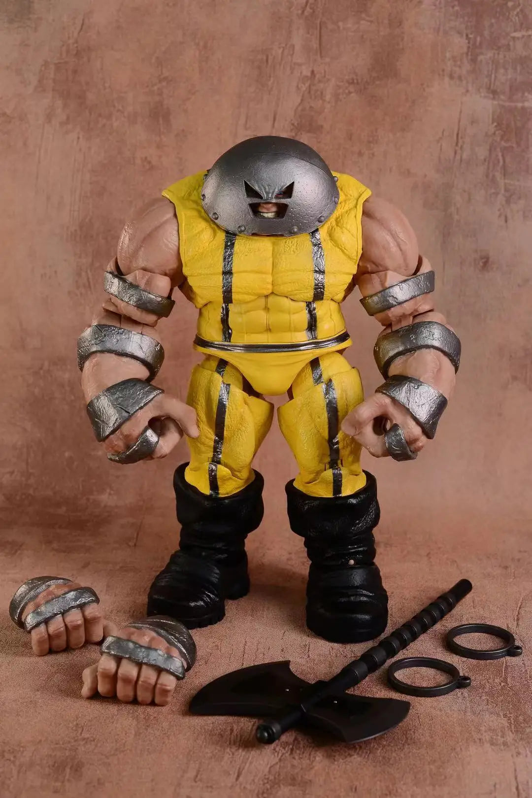 Wolverine Prison Weapon X-figuur - Geel pak, bijl en handboeien, 9 inch