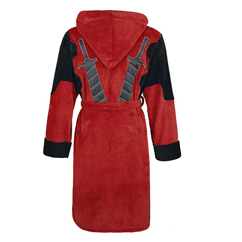 Deadpool-fleecebadjas - Cosplayjas met capuchon en katanazwaarden