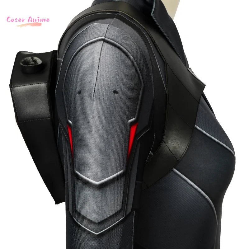Costume cosplay Black Widow, film - Combinaison noire, ceinture dorée, adulte