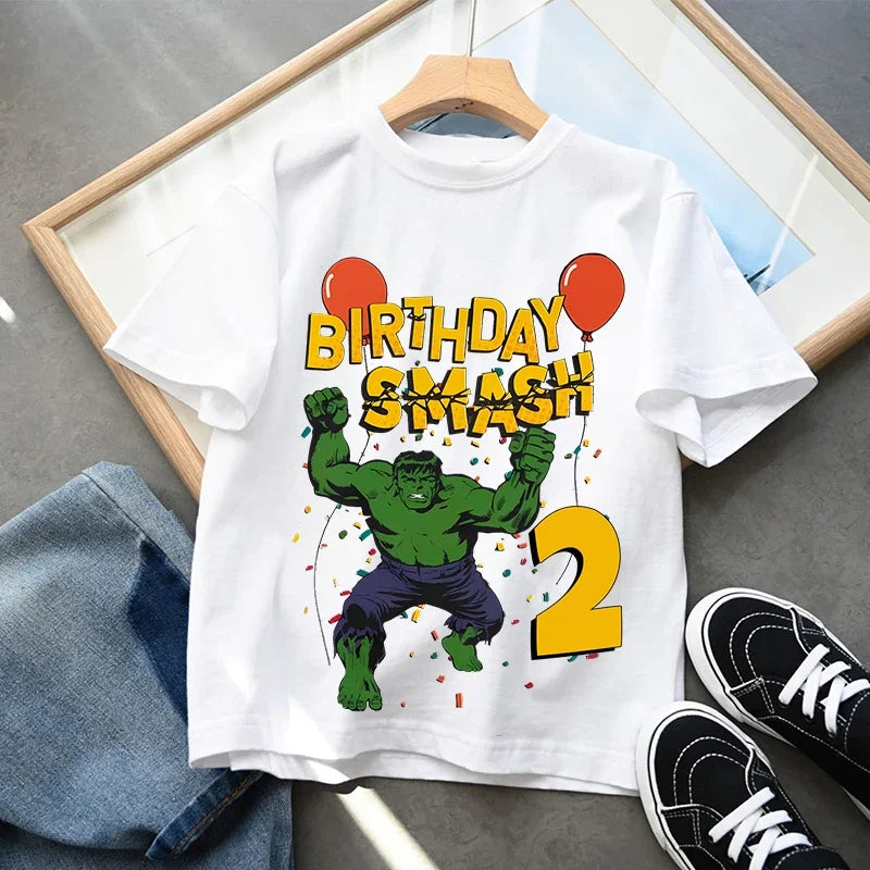 Hulk-verjaardagsshirt - Smash met nummer voor kinderen