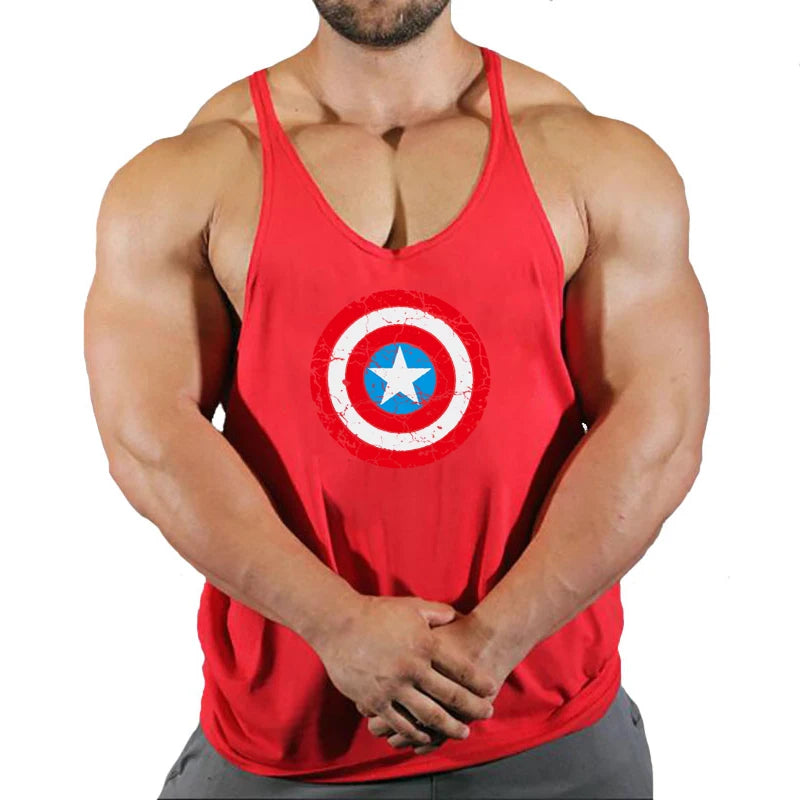 Captain America-fitnesssinglet voor heren - Rood schild
