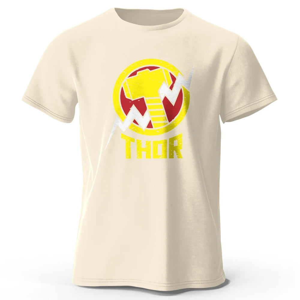 Thor-T-shirt – vintage bliksemschicht-hamerlogo, zwart