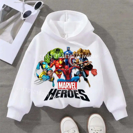 Marvel Heroes-kinderhoodie met groep - wit