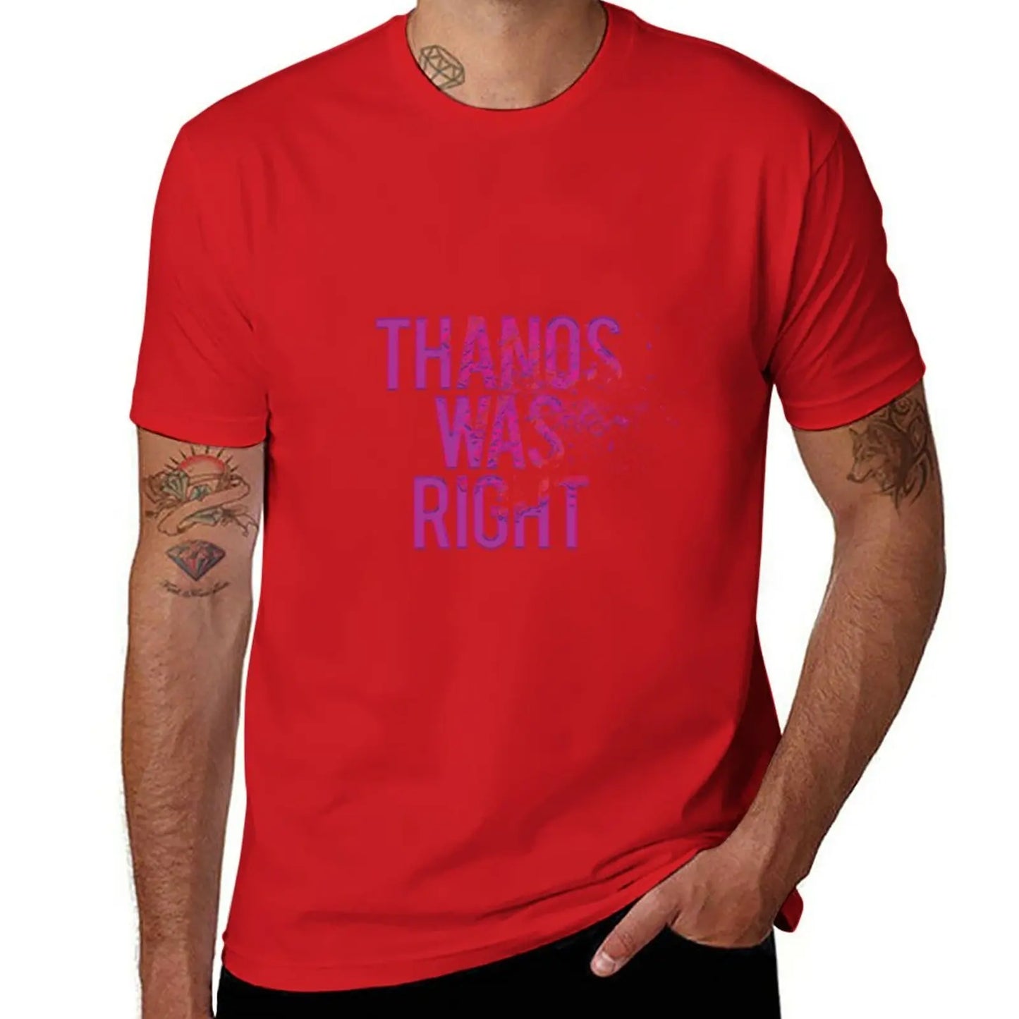 Thanos Was Right T-shirt - Tekst met stoft-effect voor heren