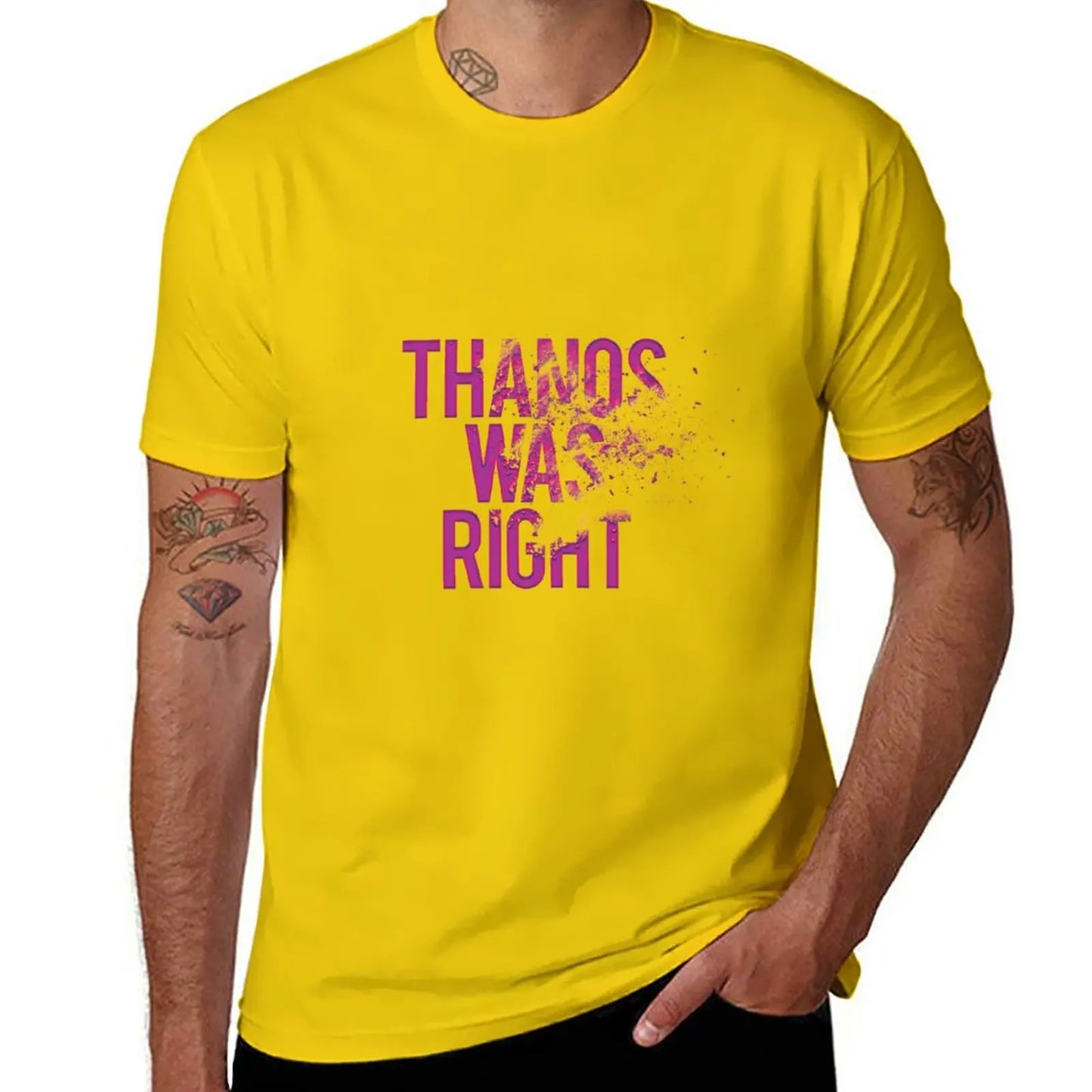 Thanos Was Right T-shirt - Tekst met stoft-effect voor heren