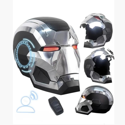 War Machine-helm - Verchroomd zilver en zwart