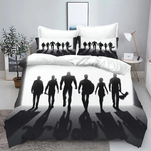 Dekbedovertrek Avengers - Zwart-witte Silhouetten
