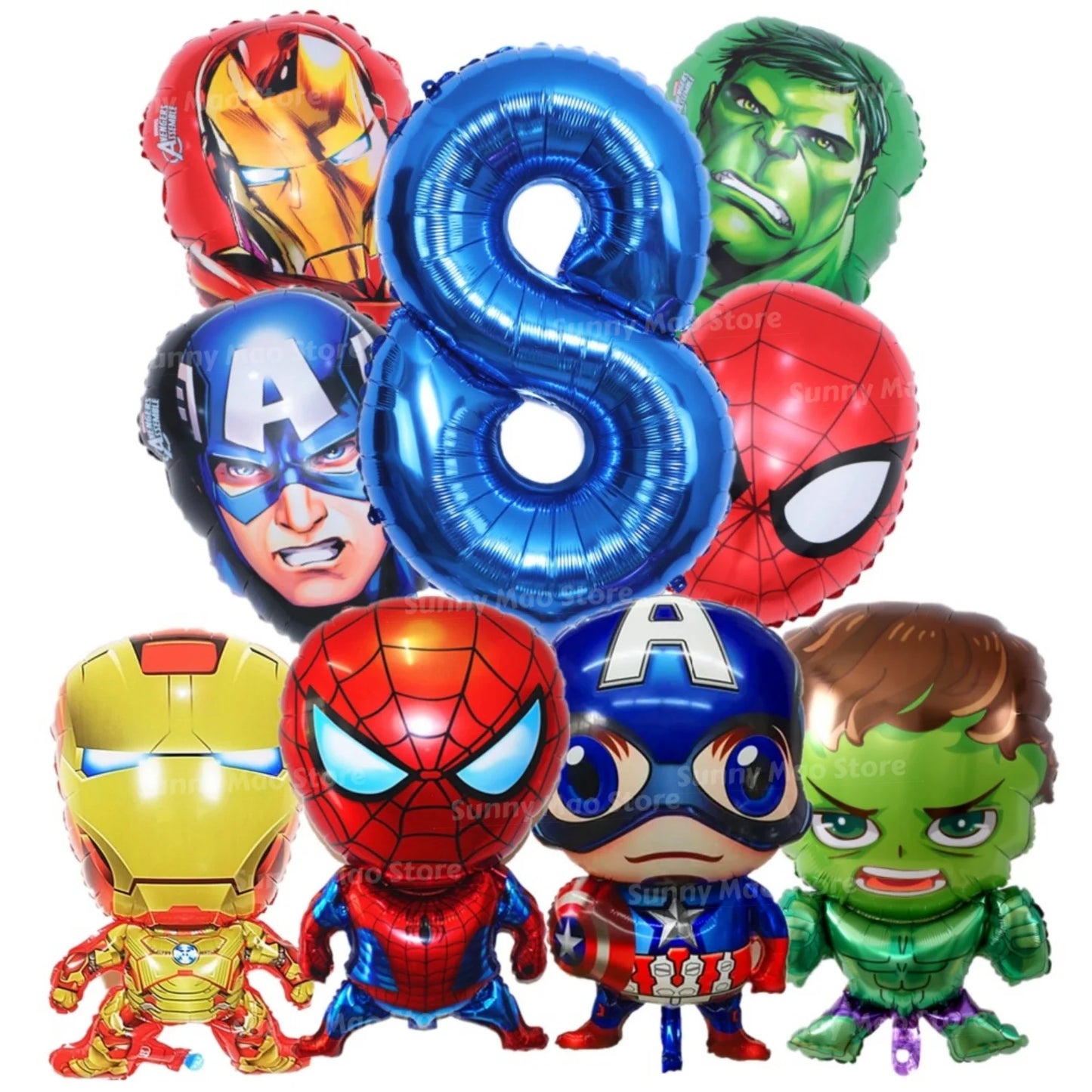 Avengers-verjaardagsdecoratieset - Cijferballonnen Iron Man Spider-Man