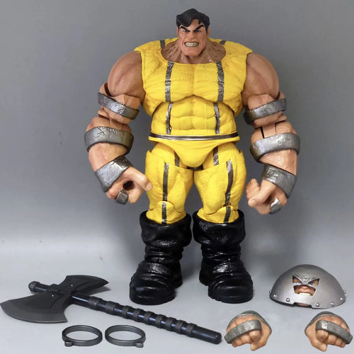 Wolverine Prison Weapon X-figuur - Geel pak, bijl en handboeien, 9 inch