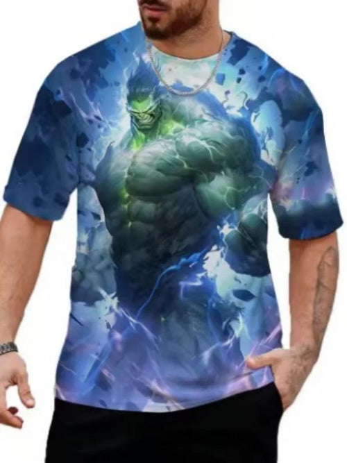 Heren-T-shirt 3D Hulk - Blauwe elektrische storm