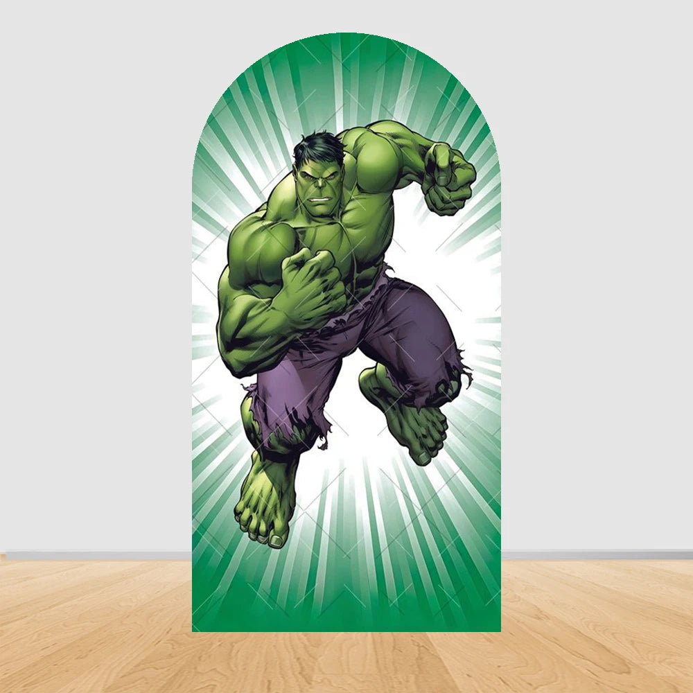 Avengers Hulk-feestachtergrond met boog - Sprong met witte stralen