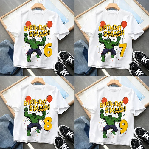 Hulk-verjaardagsshirt - Smash met nummer voor kinderen