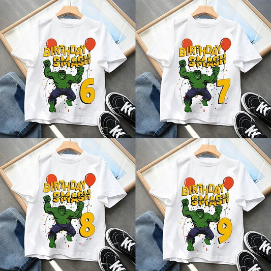 Hulk-verjaardagsshirt - Smash met nummer voor kinderen