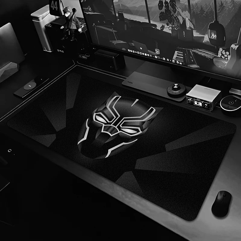 Tapis de souris XXL Gaming Black Panther - Noir monochrome pour bureau