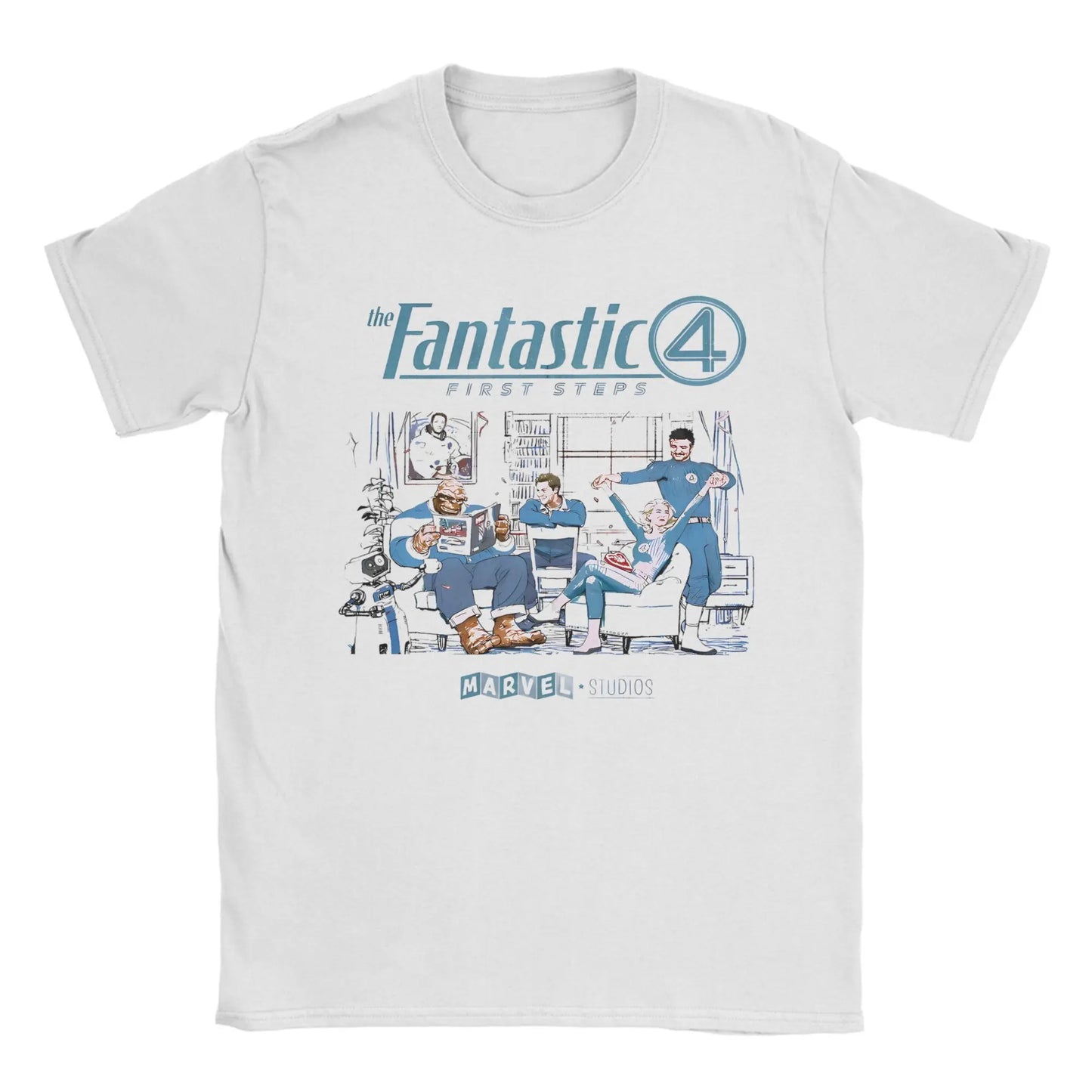 T-shirt The Fantastic 4 First Steps - Affiche rétro bleue, unisexe