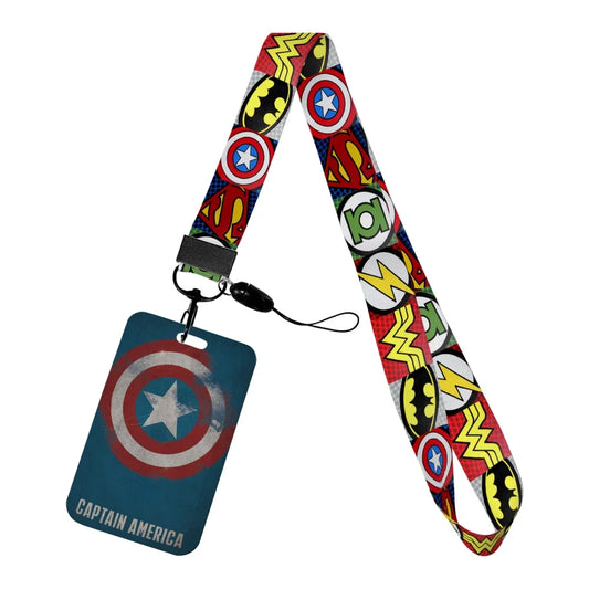 Captain America-badgehouder - kleurrijke striplogo's
