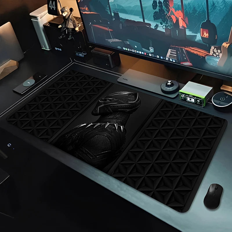Tapis de souris XXL Gaming Black Panther - Noir monochrome pour bureau