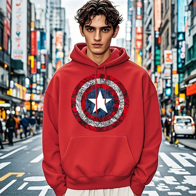 Captain America-hoodie – schild met stripboekeffect