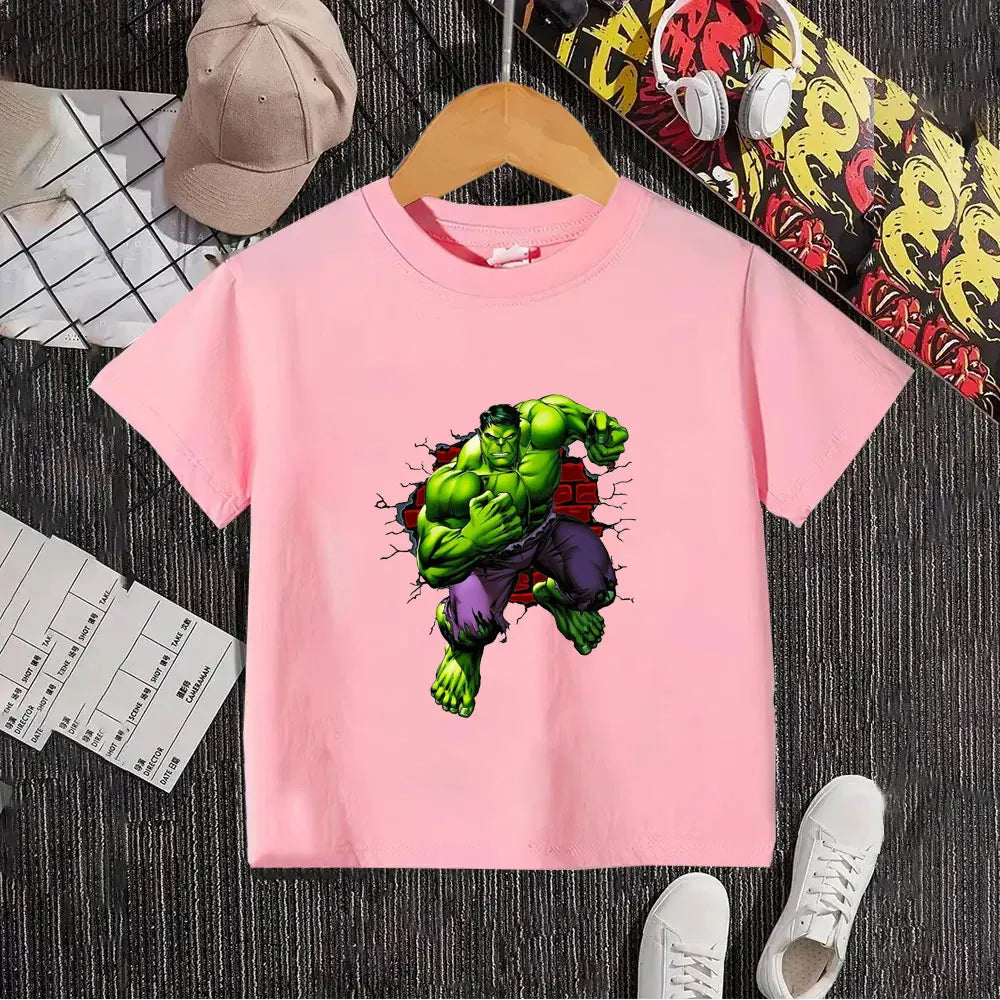 Hulk-kinderT-shirt - Door een witte bakstenen muur heen brekend