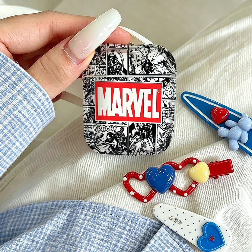 Marvel Comics-hoesje voor AirPods - Zwart-witstripmotief